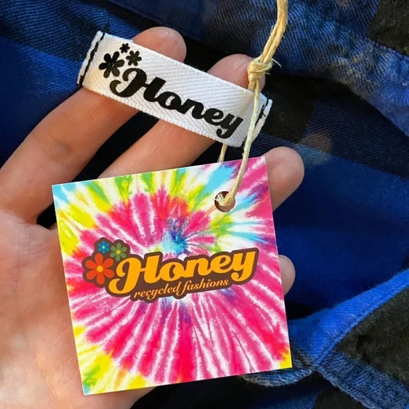 Upcycled Corduroy Shirt Mens Size Small Ombré Custom Bleached Plaid Button Down - Picture 10 of 11